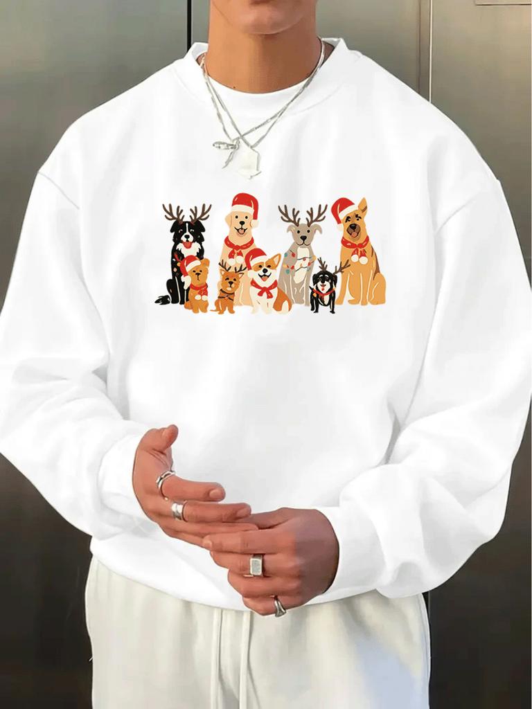 Popular Christmas Fashion Men's Sweatshirt, New Men's Printed, Round Neck Sweatshirt, Comfortable and Breathable, Street Casual, Home, Jogging