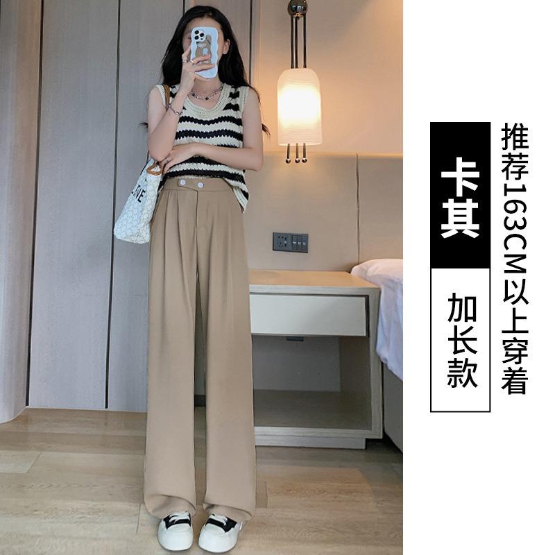 

Wide Leg Pants Women s Spring and Summer New High Waist Drape Casual Suit Pants Narrow Version Mopping Thin Straight Pants Children S