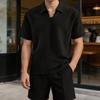 Conjunto de Camisa Polo y Pantalones Cortos para Hombre Patrón de Diamantes Cuello en V Informal Conjunto de Dos Piezas