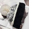 Fair Isle Wool Knit Hat: Warm, Plush, Plus-Size Jacquard, Autumn/Winter Retro, Small Face Rabbit Hair.