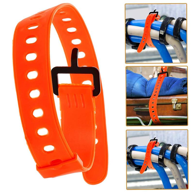 Travel Compact Tied Belt Utility Silicone Fixed Cargo Tie Down Luggage Lash Belt Strap Camping Hiking Cargo Storage Belt Buckle