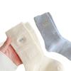 Warm Plush Soft And Waxy Thickened Embroidered Bow Wool Socks Korean Sweet Pile Socks