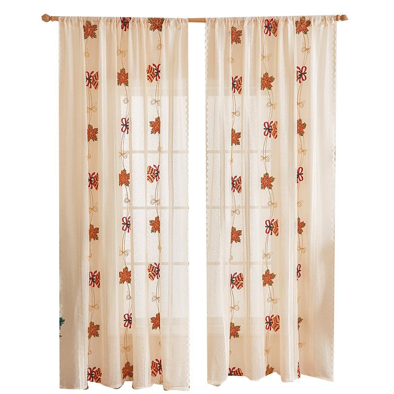 French Living Room Bedroom Bay Window Balcony Screen Curtain Cotton And Linen Embroidered Curtain Finished Christmas Window Screen Printed Curtain