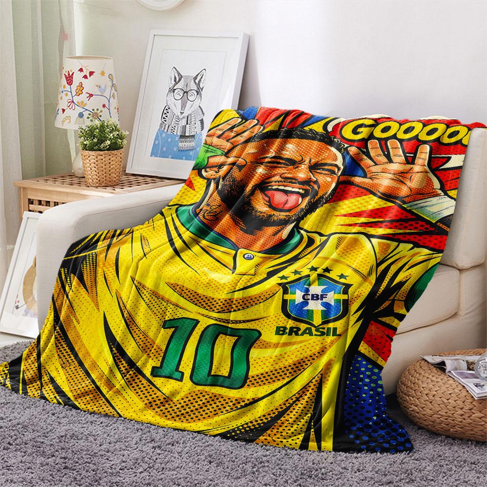 1PC Neymar Jr Patterned Flannel Blanket Suitable For All Seasons for Home Decor Warmth and Comfort Gifts Holiday Present
