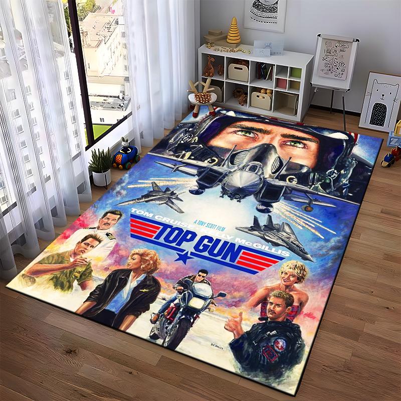 "Top Gun Movie Poster Printed Carpet with Fighter Jets and Characters" Suitable for Use As an Anti-slip for Living Room Bedroom Sofas