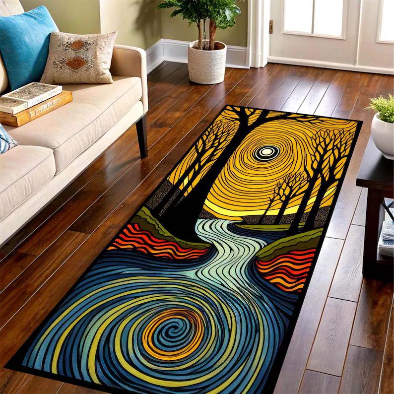 

3D Canyon River Runner Rug Optical Illusion Hallway Rug Water Canyon Floor Runner Home Decoration 40X120CM