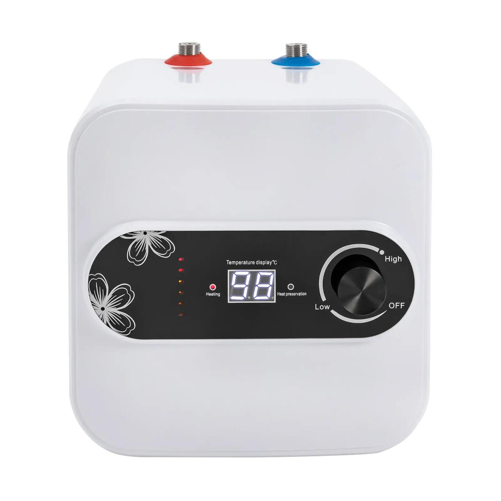 

1.5KW Compact Electric Water Heater 8L Under-Sink Unit for RV Trailer Cabin Mobile Kitchen Hot Water Supply 110V белый