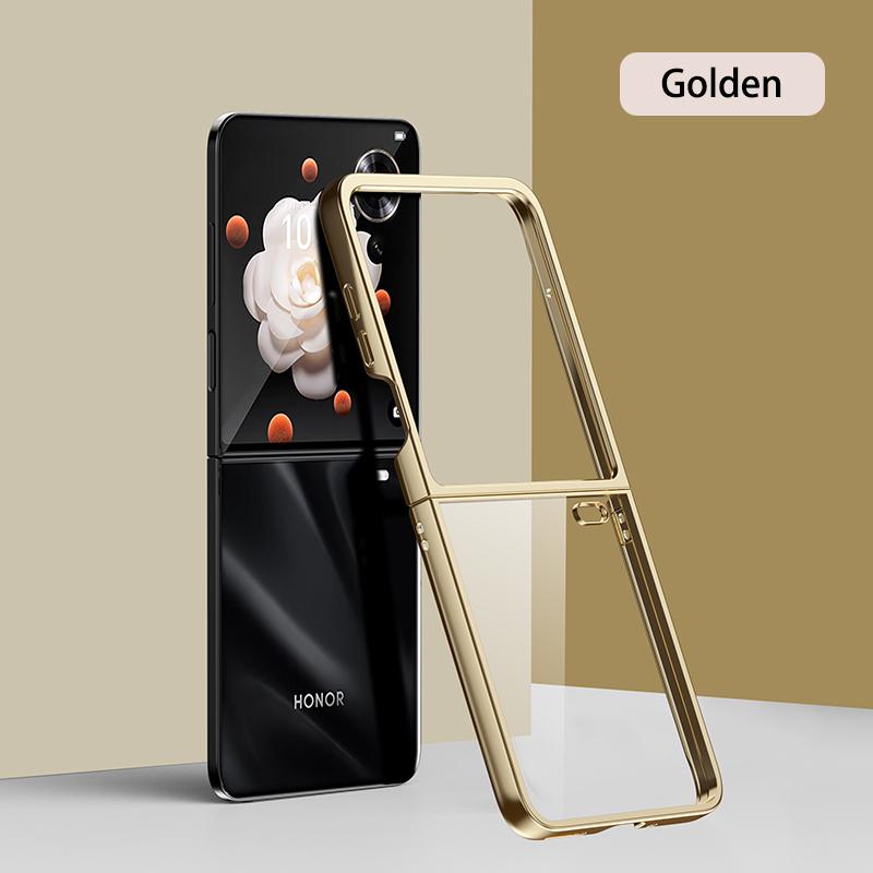 Case For Honor Magic V Flip MagicV VFlip Ultra Thin Hard Electroplated Color / Split Body Transparent Cover Protection Shockproof Back Anti Drop Shell