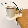 Teebeutelhalter für Glasbecher Angler mit Untersetzer, Niedliche Strichmännchen Minimalistisch Anti-Tropf Untersetzerhalter, Lustiger Schreibtisch Tropfenfänger, Neuheit