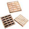 Ring Storage Holder Sturdy Construction Square Shape Smooth Edge Eco-Friendly Burr Free Decorative Wood 15 Slots Ring Display Showcase Organizer Tray