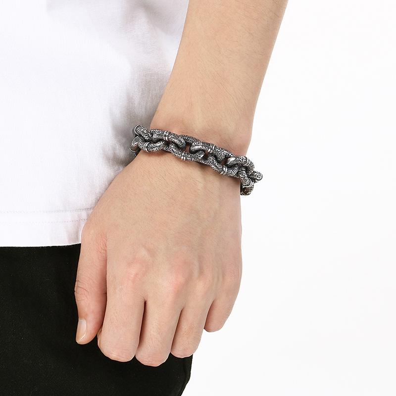 Vintage Stainless Steel Chunky Link Bracelet‘s for Men 16mm Wide Large Chain Party Jewelry Personalized Gift Alien Stage
