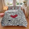 3pcs Monster Heart Print Bedding Set, Breathable and Soft, Suitable for All Seasons, Ideal for Home Use, Suitable for Bedroom Decor yy250821206