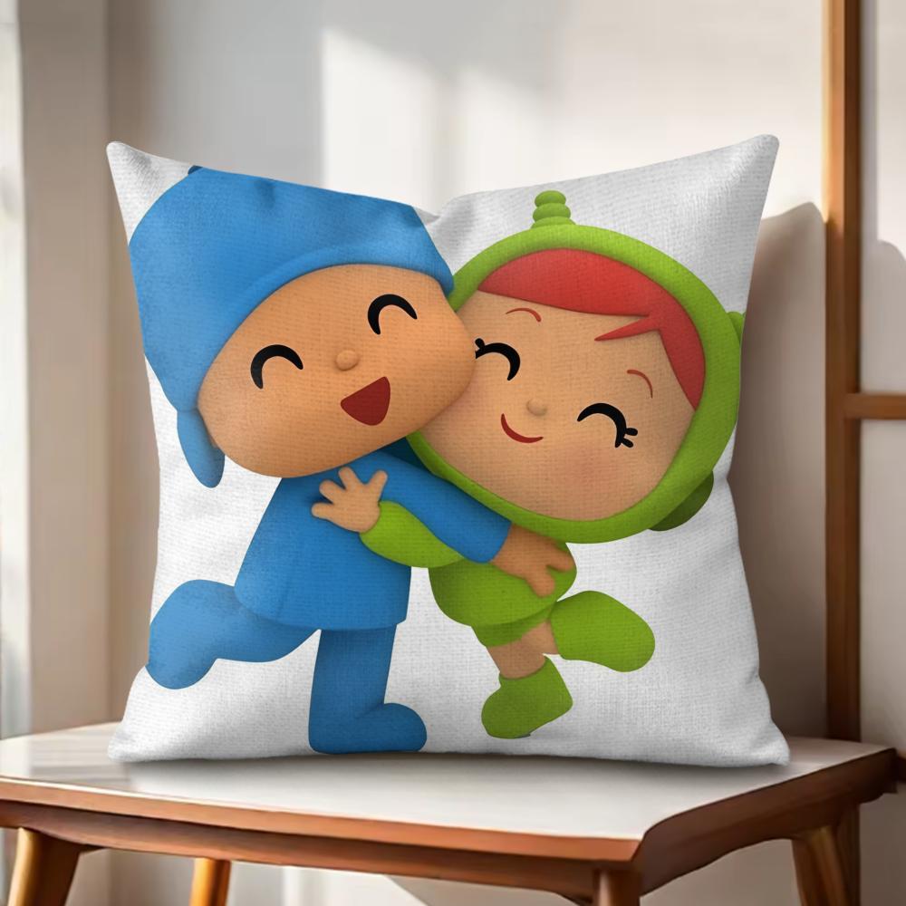 

Cartoon Cute PPocoyo Cushion Cover Natural Linen Organic Fabric DoubleSided Printing Couch Pillow Covers Home Decor 30x30cm