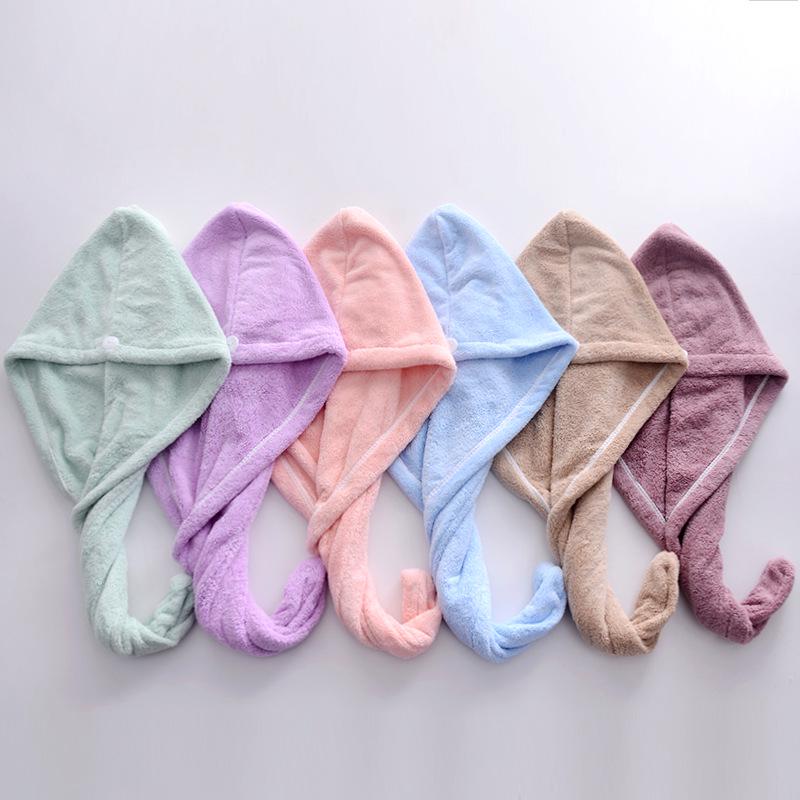 Soft Absorbent Coral Fleece Hair Towel & Cute Shower Cap Headband