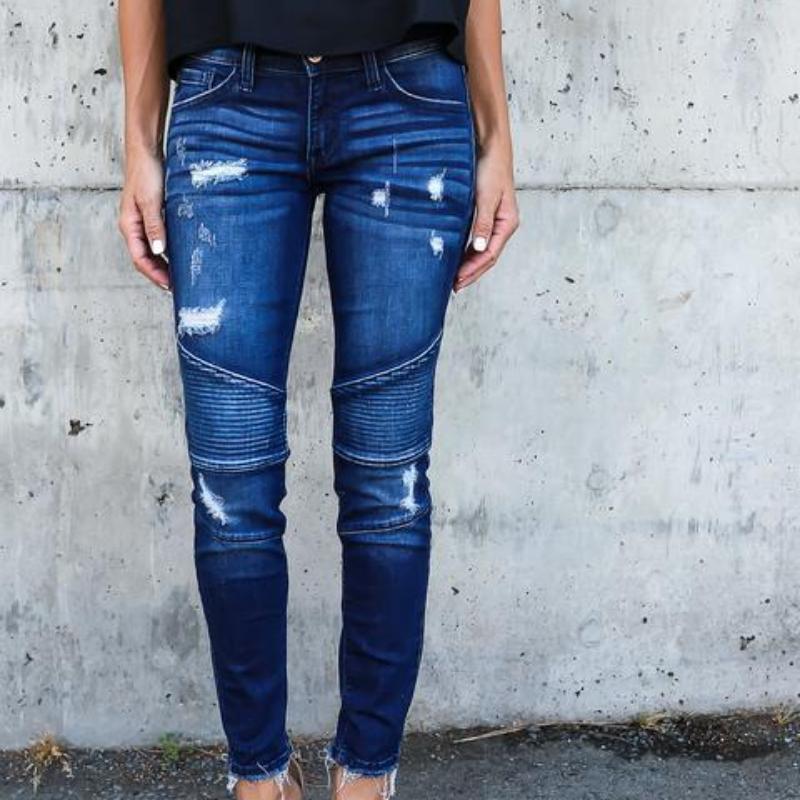 GMXIA Slimming Pressure Pleat Hole Breaking Stretch Pencil Leggings