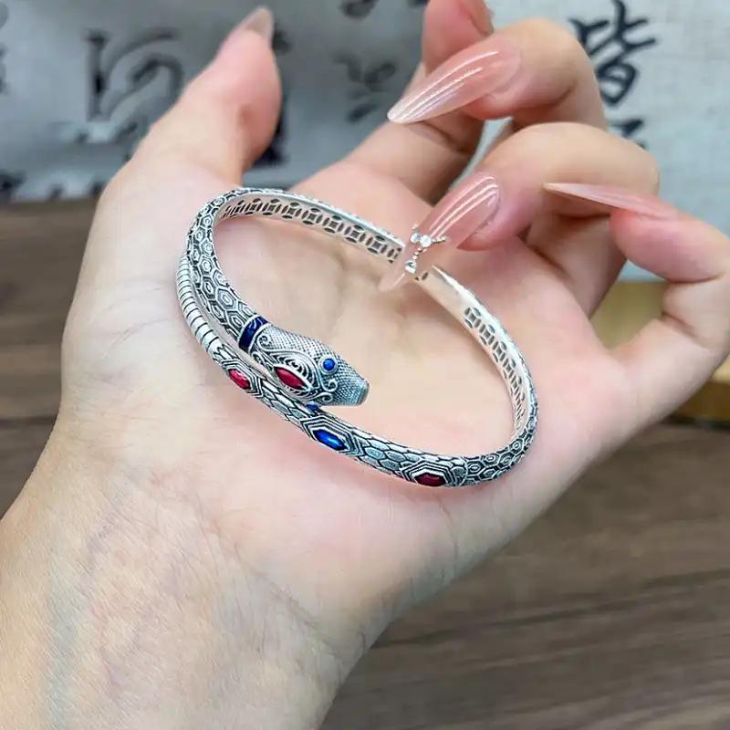 Exaggerated Irregular Color Bracelet, Snake Zodiac, Retro Literary and Ethnic Style