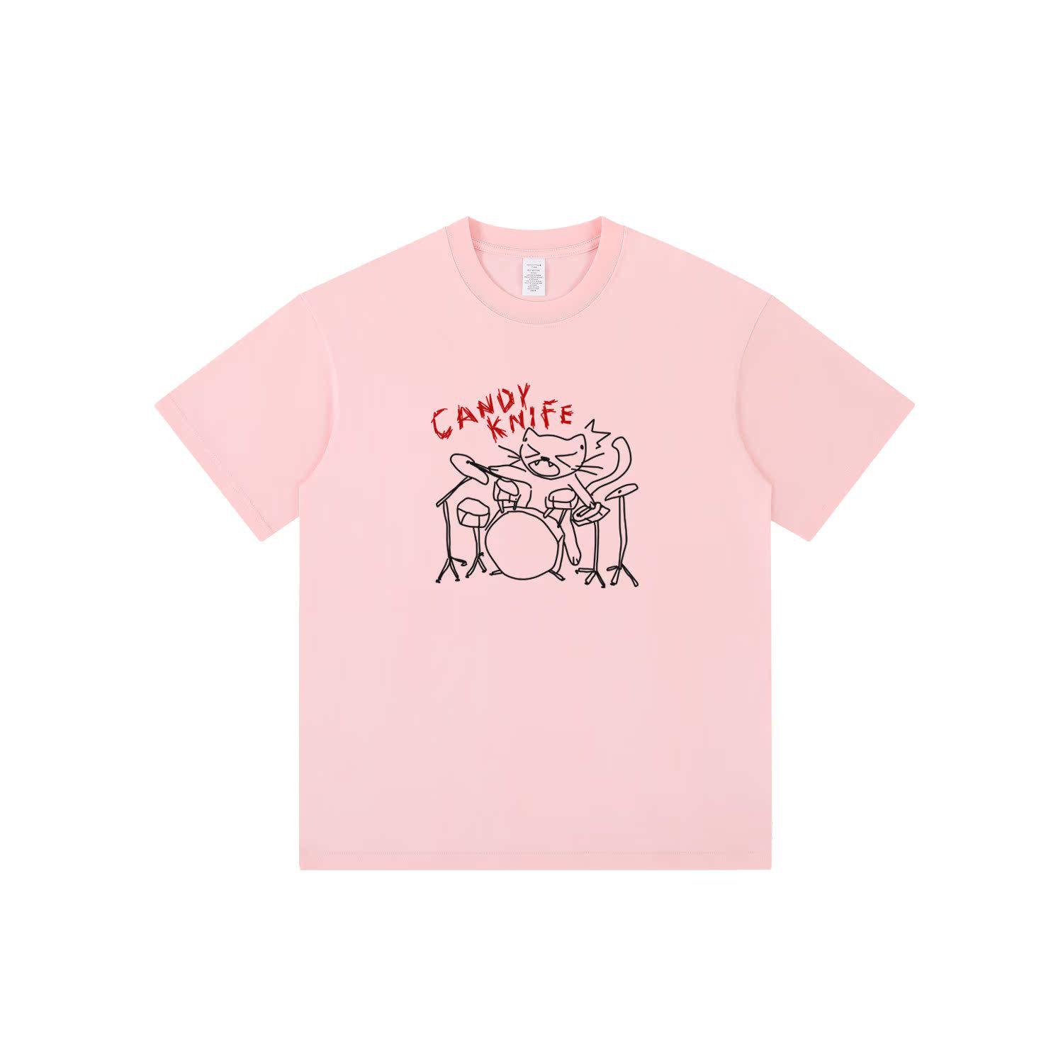 

Унисекс футболка из чистого хлопка свободного кроя с коротким рукавом и принтом кошки - Литературный рок-стиль для мужчин и женщин 3XL