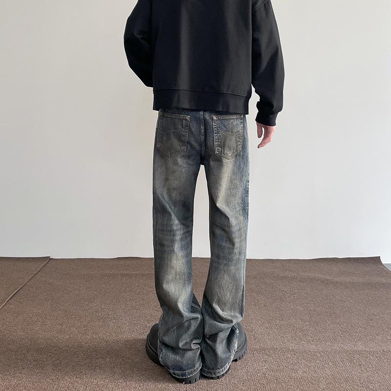 American DirtyFit Ink-Splashed Jeans: Unisex Straight Flared Vibe Slim Pants