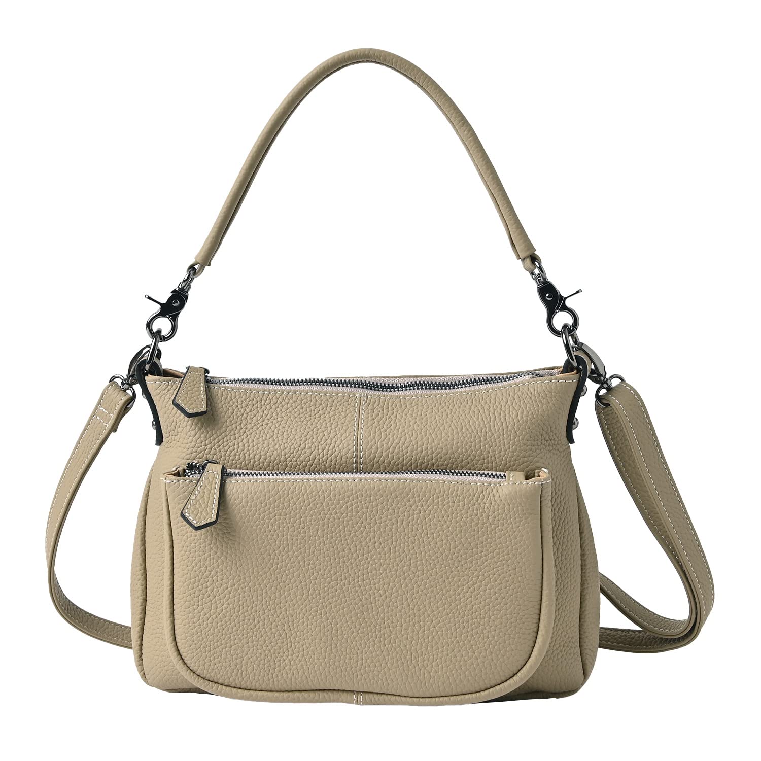 

Genuine Leather Shoulder Bag Crossbody Bag 2WAY Leather Ariel Riche Greige [Notre Favorie] Women s (Black Hardware)