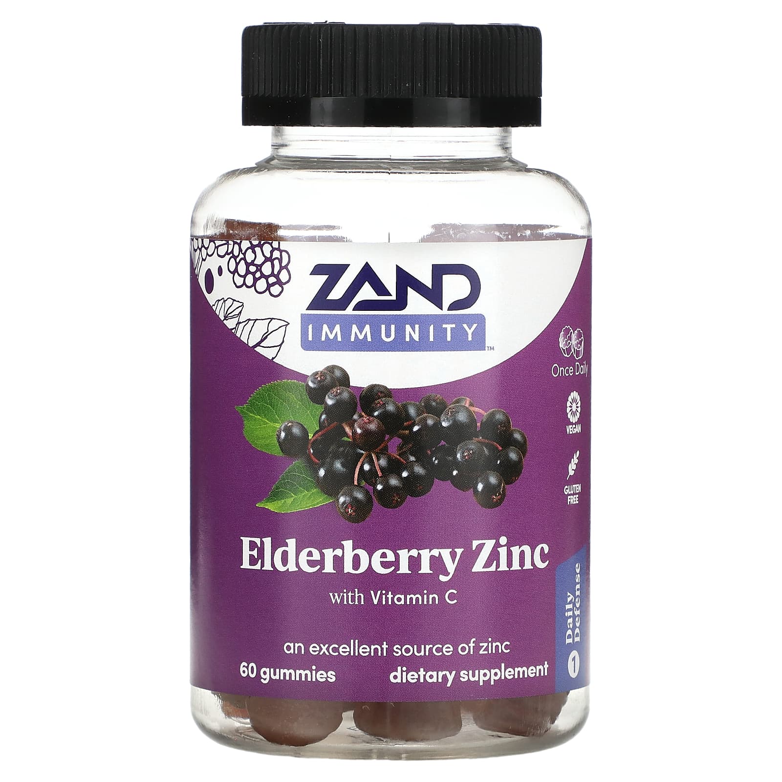 

Zand, Immune Support, Elderberry Zinc with Vitamin C, 60 gummies