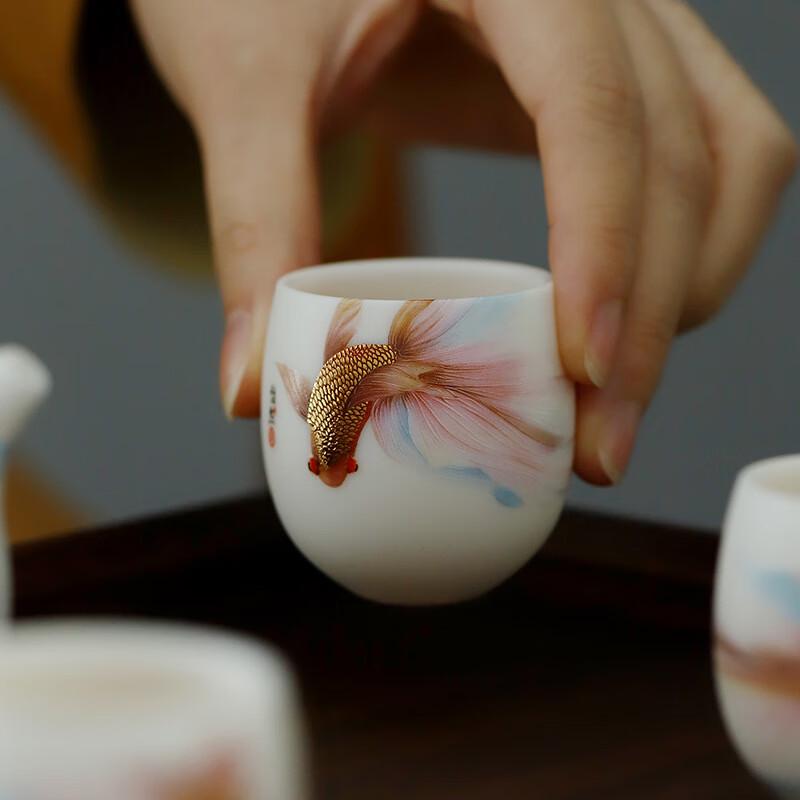 

Дэхэ Белый фарфор Набор для чая Кунг-фу Чашка «Драконье яйцо»