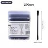 200pcs Black Cotton Swabs Earpick Disposable Double-ended Cotton Swabs Spiral Ear Cleaner Black Double Heads
