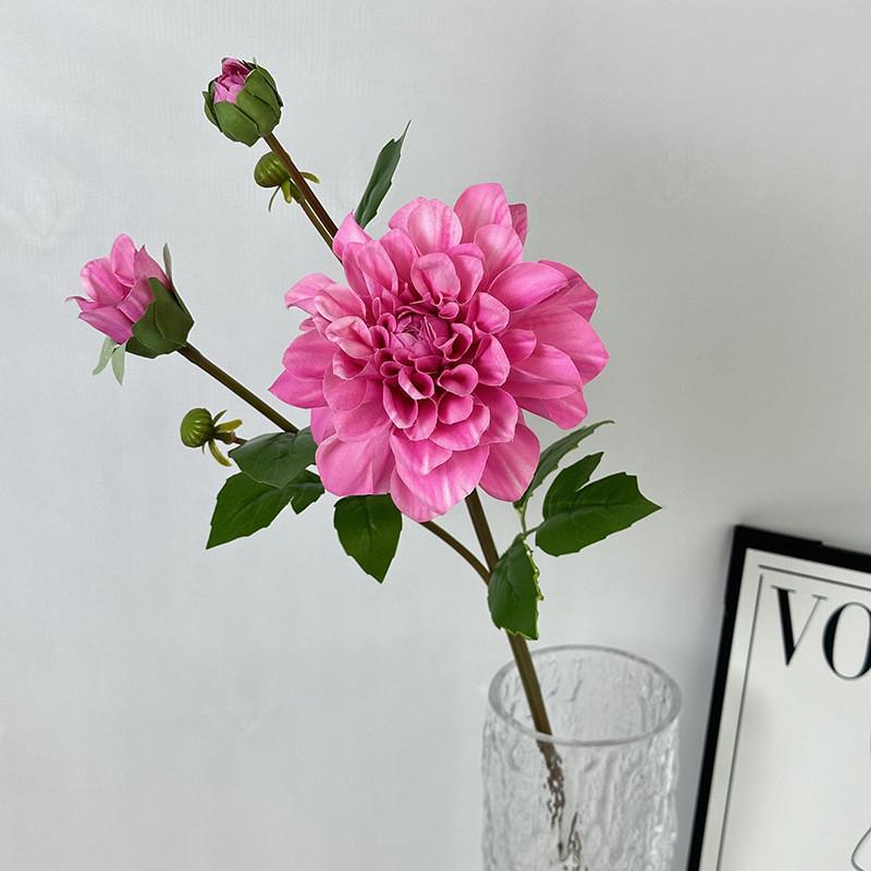 Artificial Flower Wedding 3head 3d Dahlia Silk Fabric Event Photography Decor