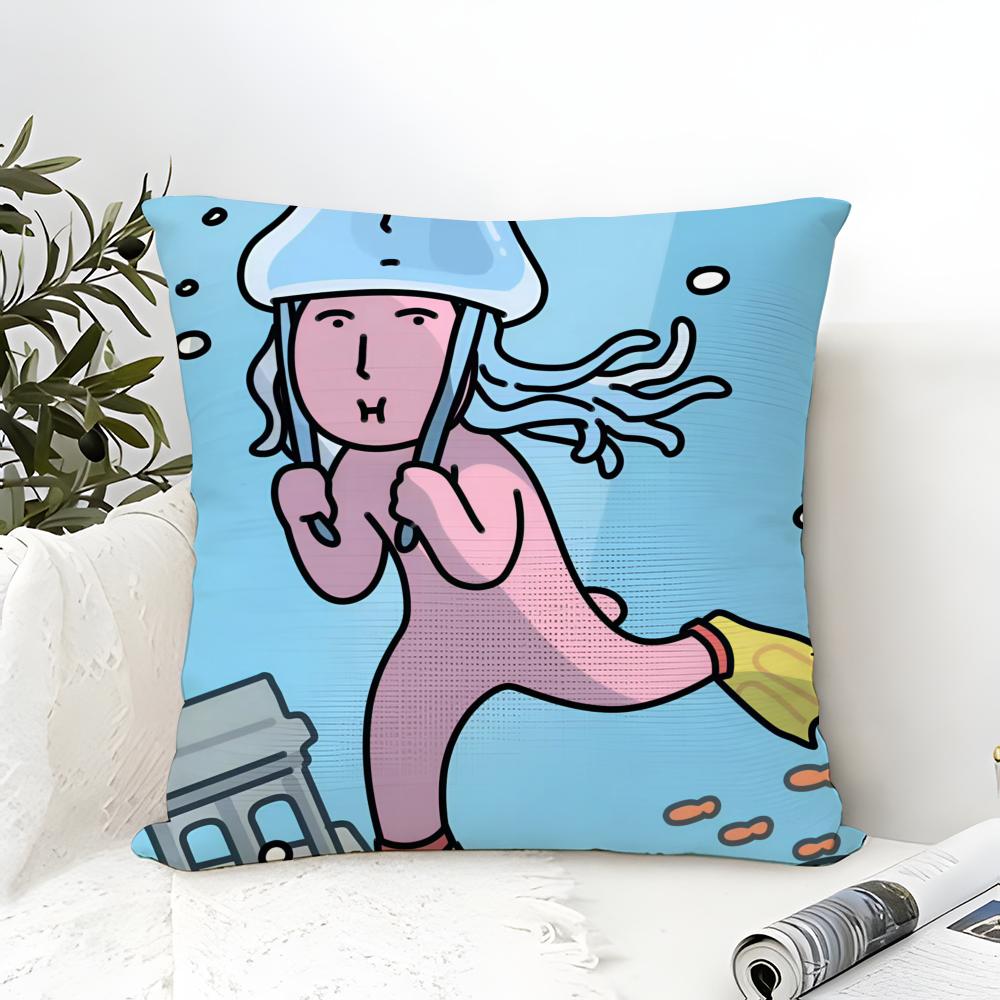 Cartoon Pink Funny Rabbit Friends Pillow Case linen pillow case sofa home decor cushion cover cushion cove