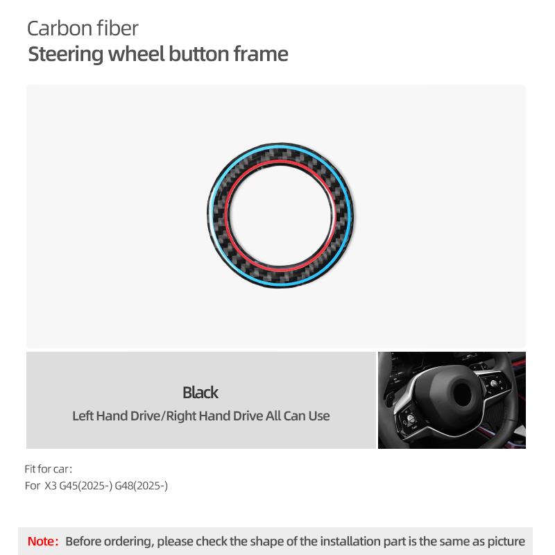 For BMW X3 G45 G48 2025- Carbon Fiber Steering Wheel Button Frame Sticker Emblem Trim Ring Car Interior Decor Accessories