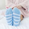 5 Pairs Women's Autumn and Winter Striped Coral Fleece Sleep Socks Thickened Warm Mid-Calf Home Socks Simple Floor Socks