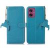 For Motorola Moto G55 5G Case RFID Blocking Litchi Texture Genuine Cow Leather Phone Cover