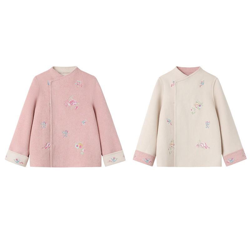 New Chinese Embroidered Wool Coat & Skirt Set - Women's NY027