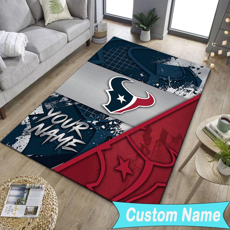 Custom NameHouston-Texans Artwork Carpet, Indoor Rug, Chair Rug, Living Rooms, Doormat Made From Polyester Home Decor Birthday Christmas Gifts