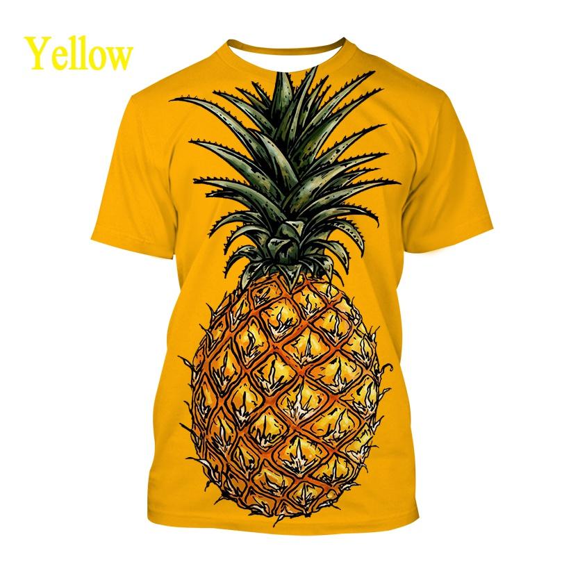 

Summer Round Neck 3D Pineapple Pattern Print Top Fashionable Casual Short Sleeved Men s and Women s Unisex T-shirts 5XL