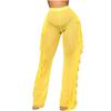 Women's Pleated Mesh Trousers Thin Transparent Irregular Full Length Pants