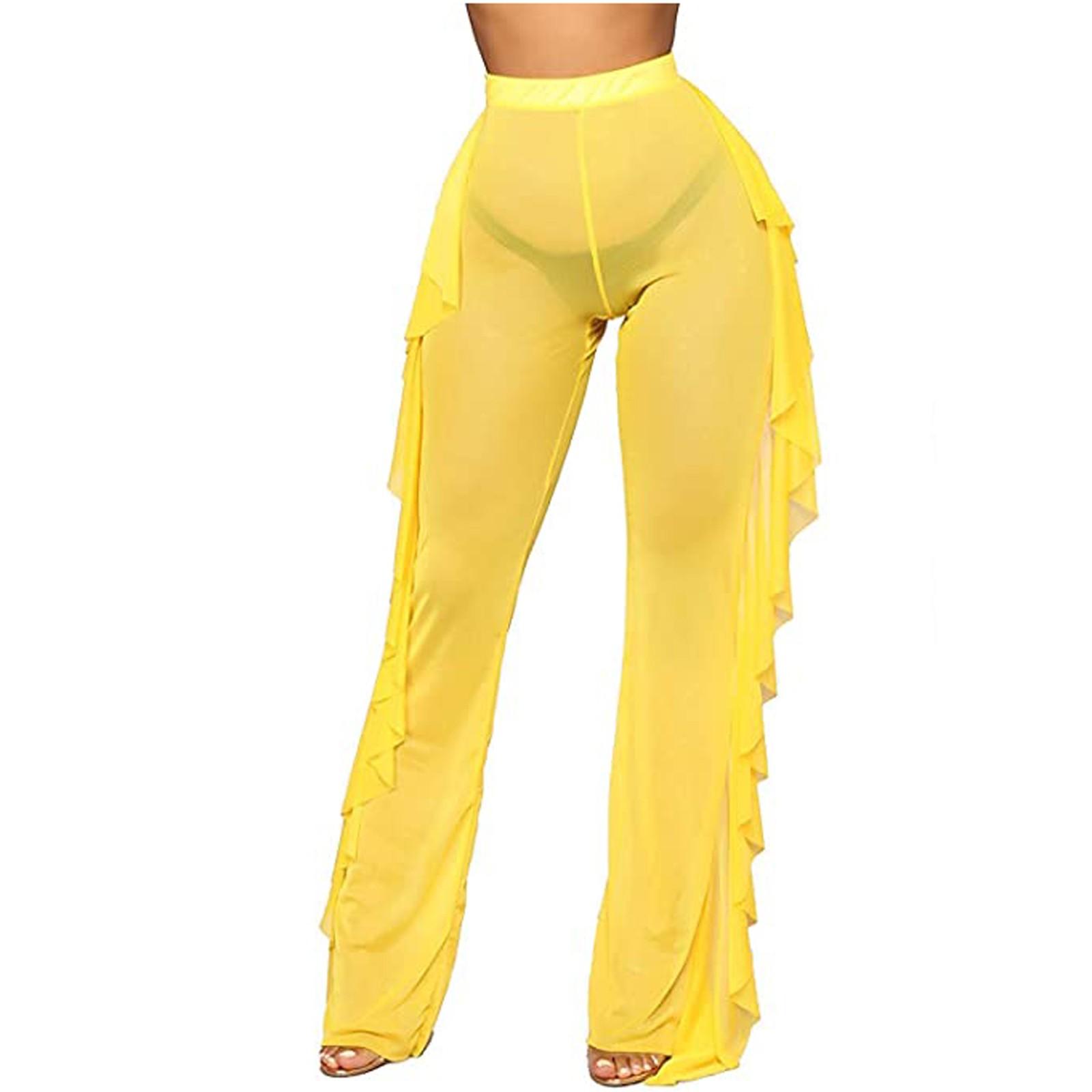 

Жіночі плісировані штани в сіточку. Тонкі прозорі штани на всю довжину неправильної форми M