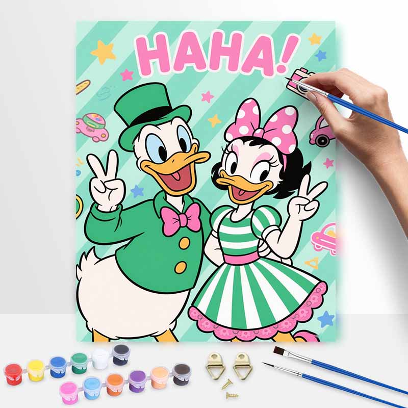 Disney Donald Duck and Daisy Duck oil painting art kit handmade painting diy home decoration 20x30cm