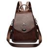 Schoolbag Flip Lock Backpack Women's 1011 New Soft Leather Anti-theft Backpack Multifunctional Commuter Travel School Bag