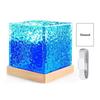 Ocean Wave Projector Lamp Night Light Remote Control 16-Colors Gradual Rotating Flame Water Lamp with Wooden Base