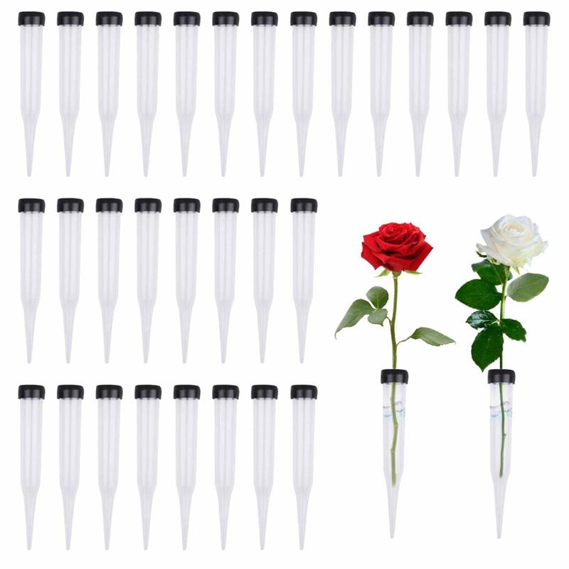T02C!100PCS Plastic Flower Tubes Transparent Water Tube For Flowers, Reusable Flowers, Water Tubes