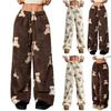 Women's Cute Bear Plush Pajama Pants Wide Leg Plush Casual Pants