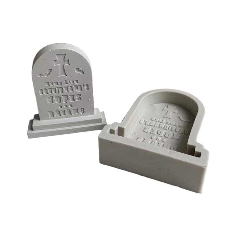 Halloween Tombstone Silicone Molds DIY Crafts Plaster Mold Handmade Scented Candle Soap Table Ornament Mould Non-stick
