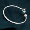 999 Sterling Silver Three Lives One Fate Open Bracelet, Ancient Style, Apricot Leaf Design, Artistic and Simple Women's Gift
