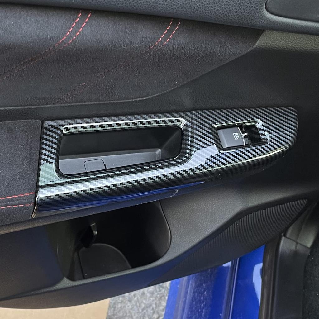 Fiber Style Door Switch Panel Window Lift Button Frame Window Decoration Protective Sticker for Subaru WRX S4 WRX STI Levorg Model and Impreza GP GJ