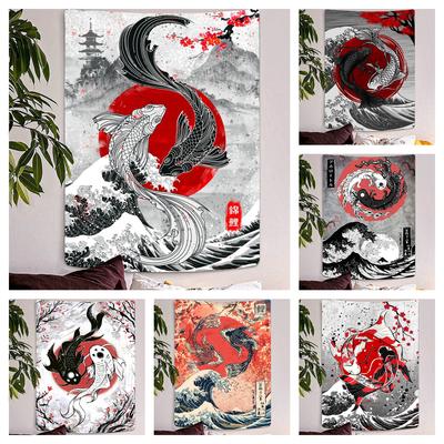 Mount Fuji Japanese Tapestry The Great Wave Wall Hanging Decorations Cherry Blossom Boho Home Decor Balck And White Tapestries