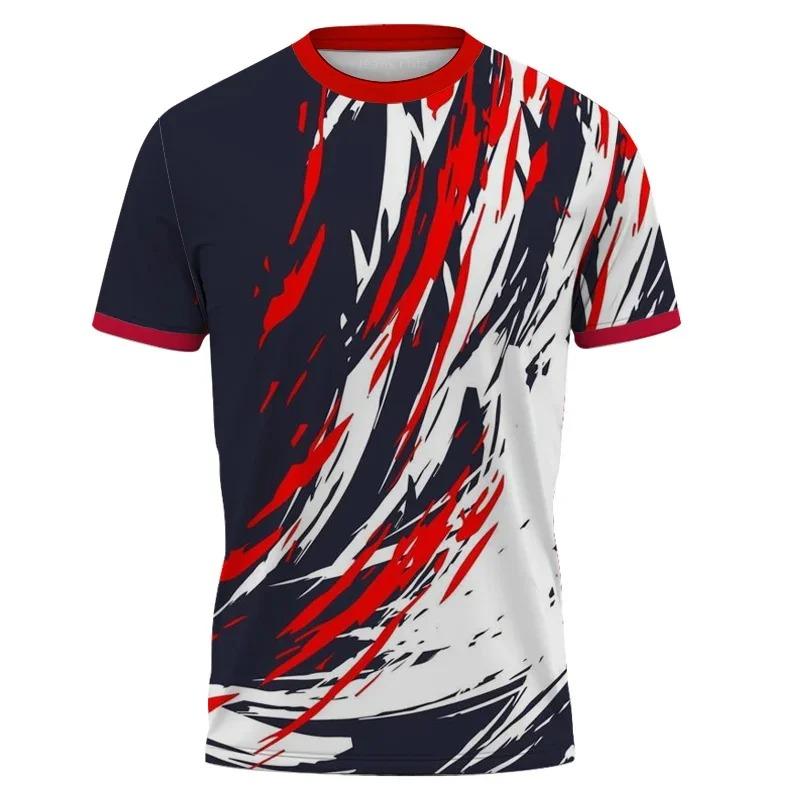

3D Printed Color Blocked Stripes T-Shirt For Men Colorful Pattern Tees Summer Short Sleeves O-Neck Tops Sports T Shirts L
