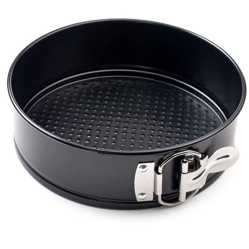 Round Non-stick Cake Pan Set - Removable Bottom, Latch Design, Carbon Steel, 3-Piece for Baking Pizza and More