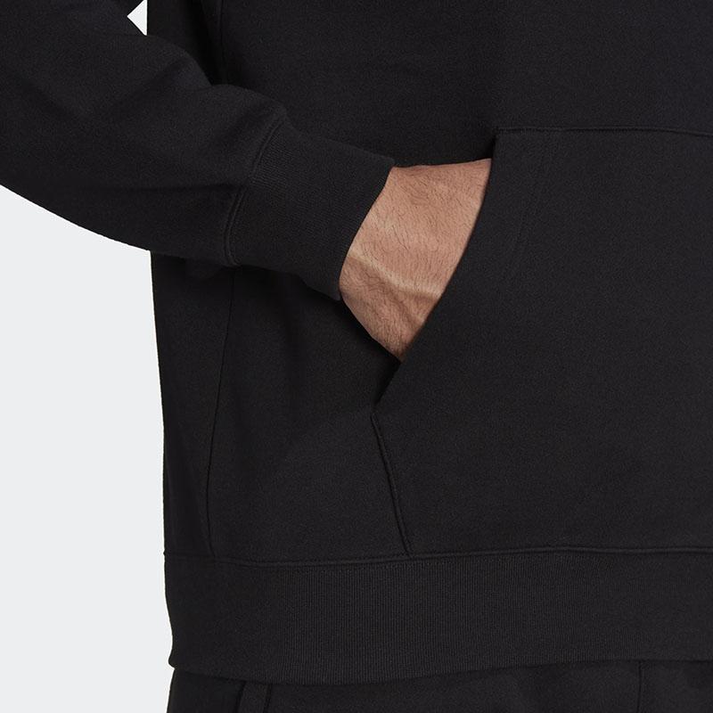Adidas Originals Trefoil Logo Print Pullover Hoodie Long Sleeve Sweatshirt Men Tops Black HM2655