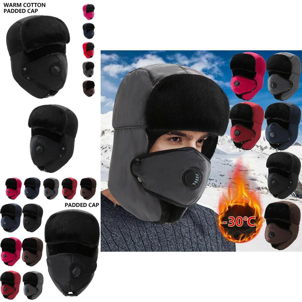 Bequeme Herren Aviator Trapper Trooper Ski Mützen mit abnehmbarer Gesichtsmaske für winterliche Wärme