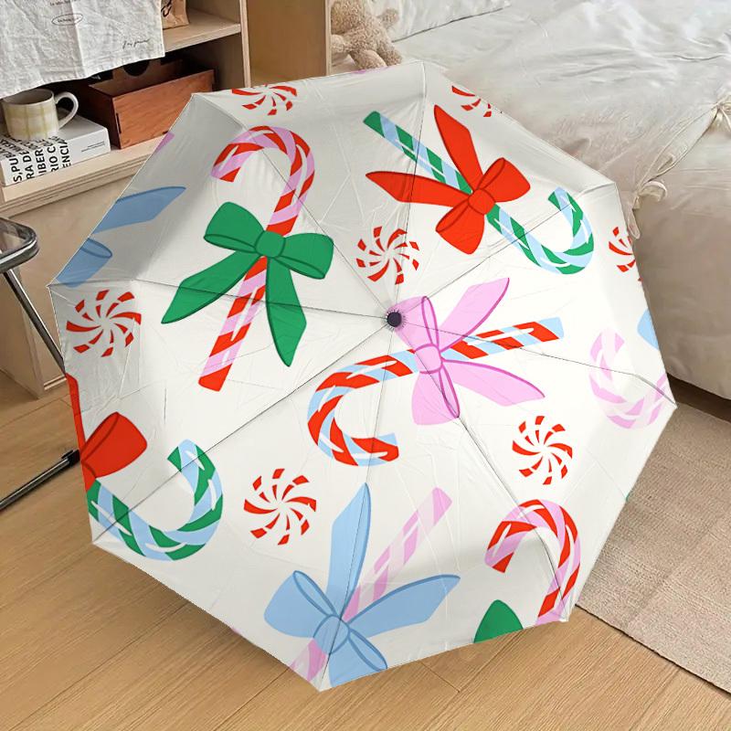 1pc Candy Canes Automatic Open/Close Umbrella, Formal Events - Ideal Gift for Family or Friends, Outdoor Accessory yy251211133